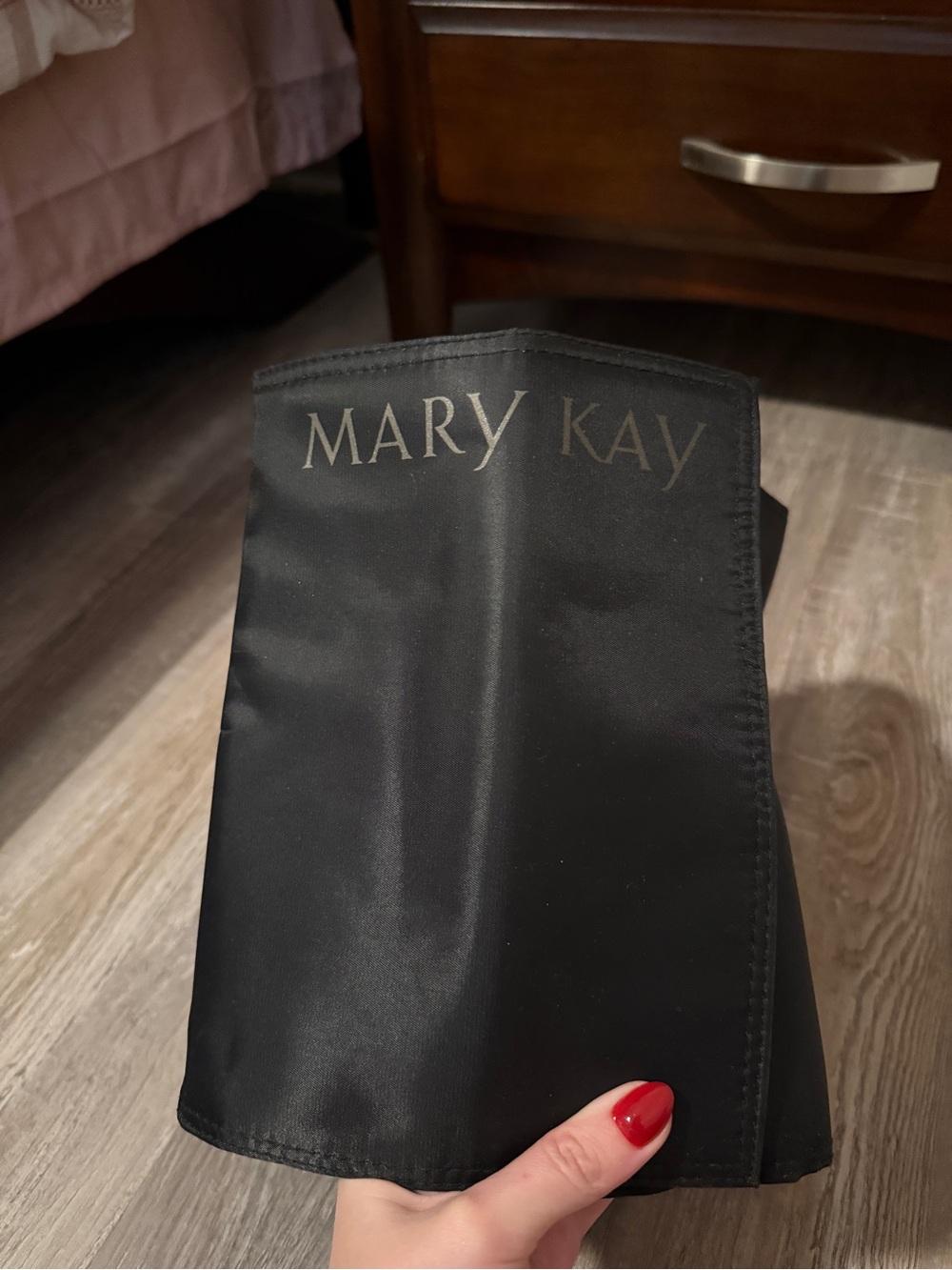 Mary Kay Black Satin Foldable Cosmetic Pouch